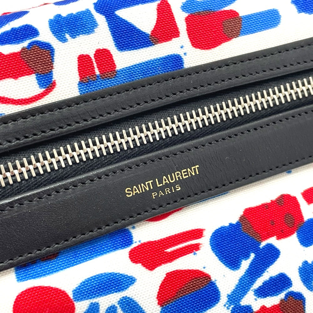 SAINT LAURENT PARIS Backpack 326865 Leather / canvas White / red / blue Multi total pattern Backpack mens Used Authentic