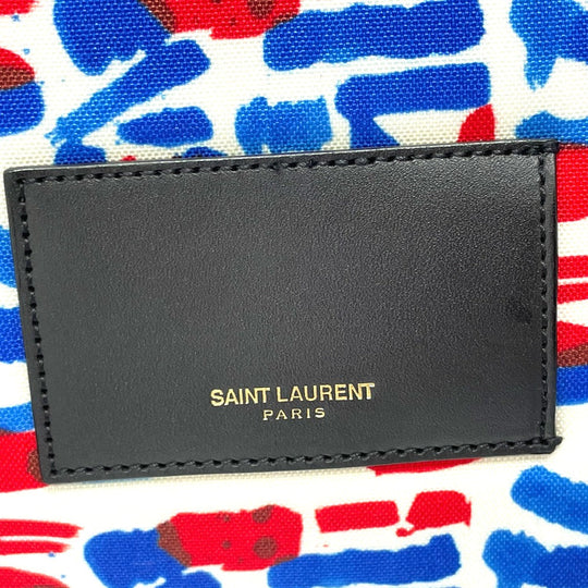 SAINT LAURENT PARIS Backpack 326865 Leather / canvas White / red / blue Multi total pattern Backpack mens Used Authentic