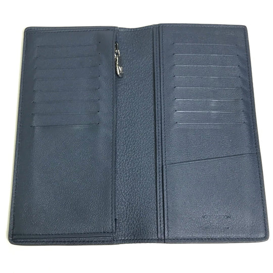LOUIS VUITTON Long Wallet Purse M58818 Taurillon Clemence Navy Portefeuille Blaza mens Used Authentic