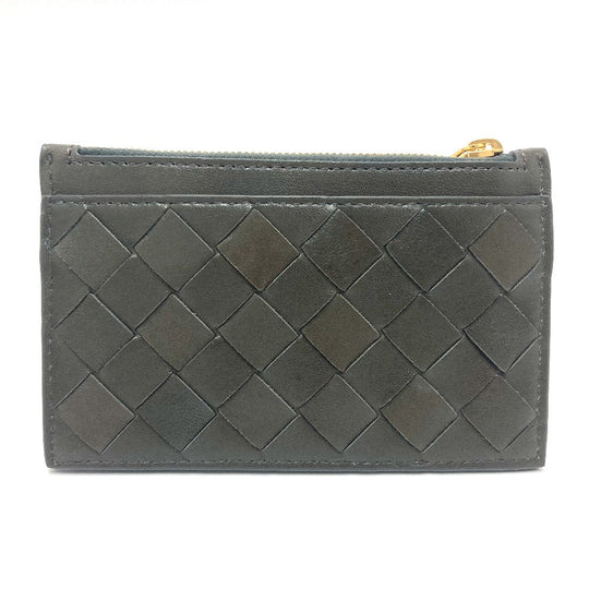 BOTTEGAVENETA Coin case leather Khaki type INTRECCIATO Key pouch unisex(Unisex) Used Authentic