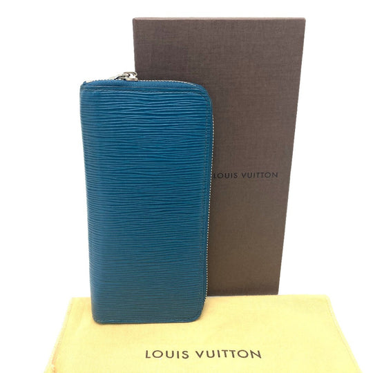 LOUIS VUITTON Long Wallet Purse M60966 Epi Leather blue Epi Zippy Wallet Vertical mens Used Authentic