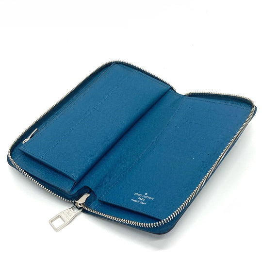 LOUIS VUITTON Long Wallet Purse M60966 Epi Leather blue Epi Zippy Wallet Vertical mens Used Authentic