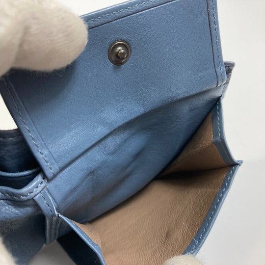 BOTTEGAVENETA Folded wallet leather Blue type INTRECCIATO Women Used Authentic