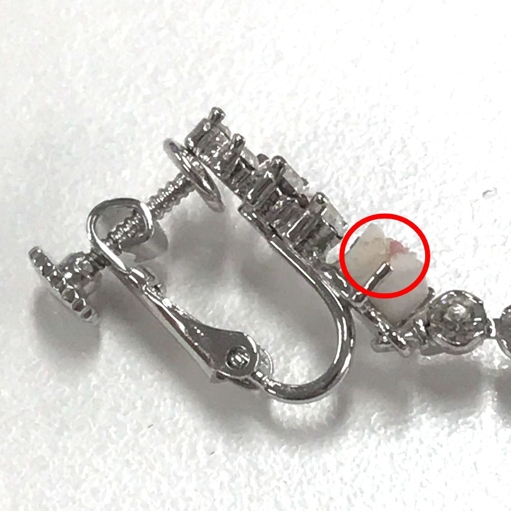 Dior Earring metal Silver flower rose crystal Women Used Authentic
