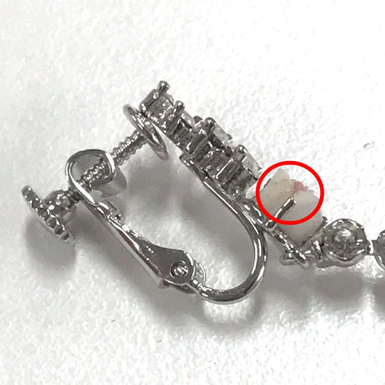 Dior Earring metal Silver flower rose crystal Women Used Authentic
