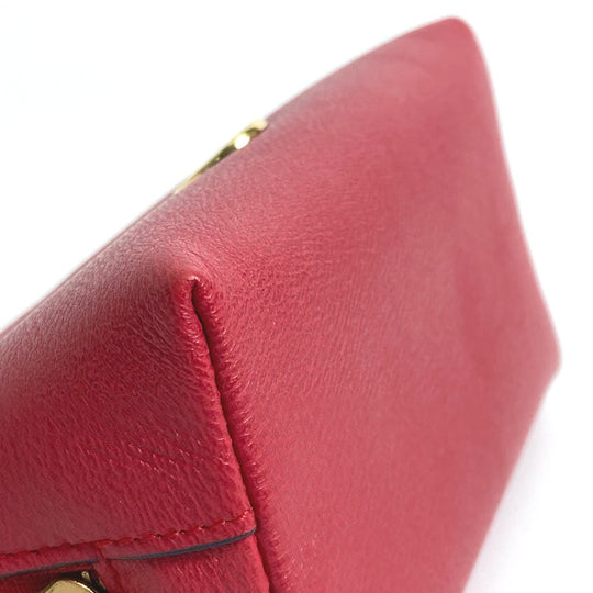 LOEWE Pouch leather Red anagram Women Used Authentic