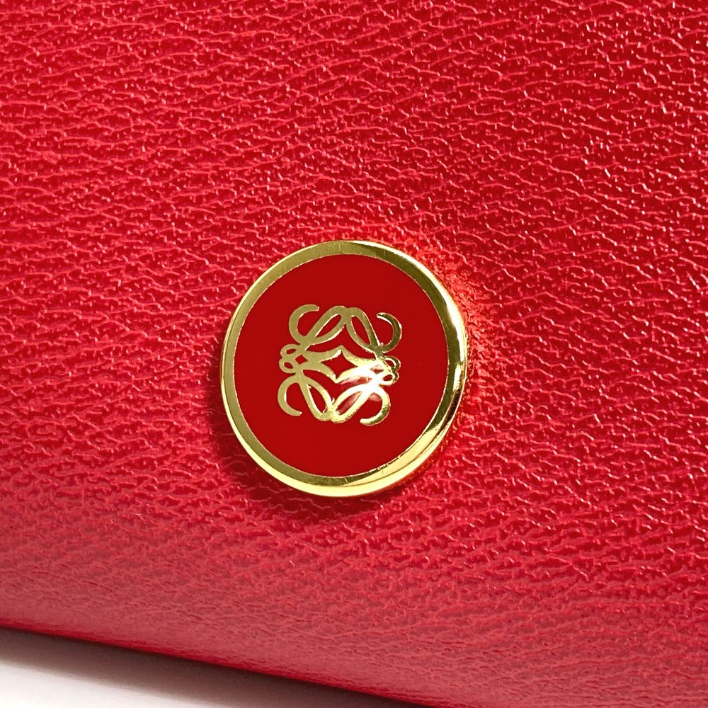 LOEWE Pouch leather Red anagram Women Used Authentic