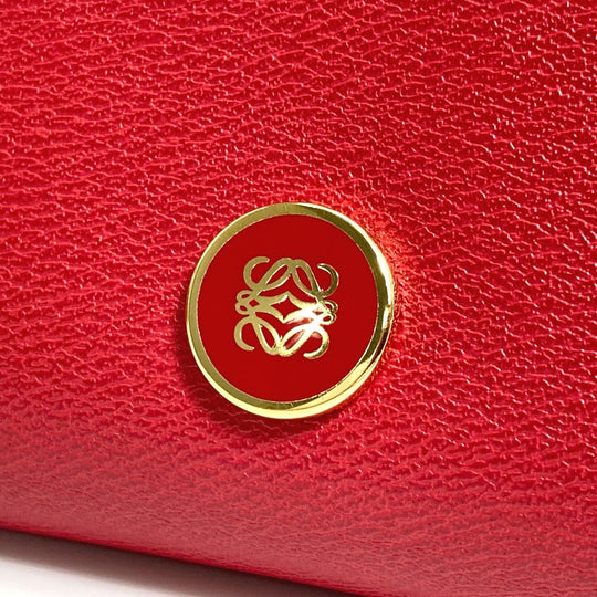 LOEWE Pouch leather Red anagram Women Used Authentic