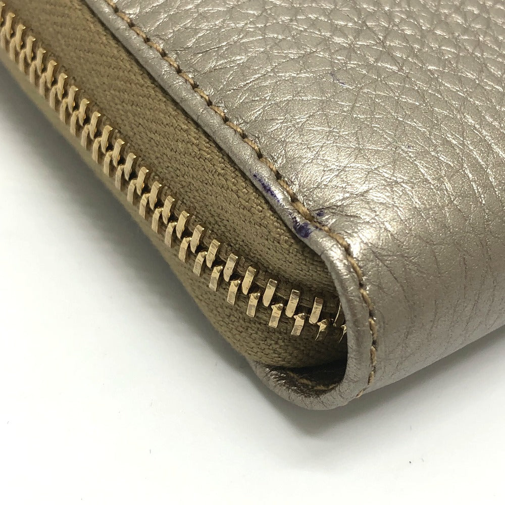 GUCCI Long Wallet Purse 307984 leather Champagne Gold Bamboo Continental wallet Women Used Authentic