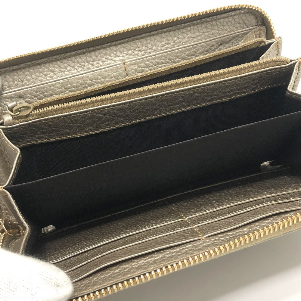 GUCCI Long Wallet Purse 307984 leather Champagne Gold Bamboo Continental wallet Women Used Authentic