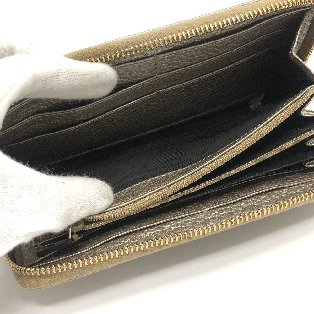 GUCCI Long Wallet Purse 307984 leather Champagne Gold Bamboo Continental wallet Women Used Authentic