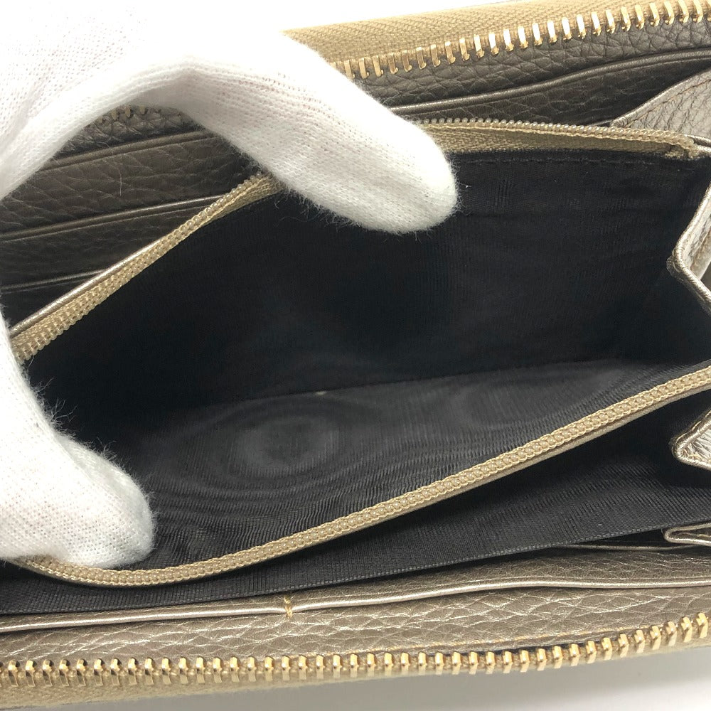 GUCCI Long Wallet Purse 307984 leather Champagne Gold Bamboo Continental wallet Women Used Authentic