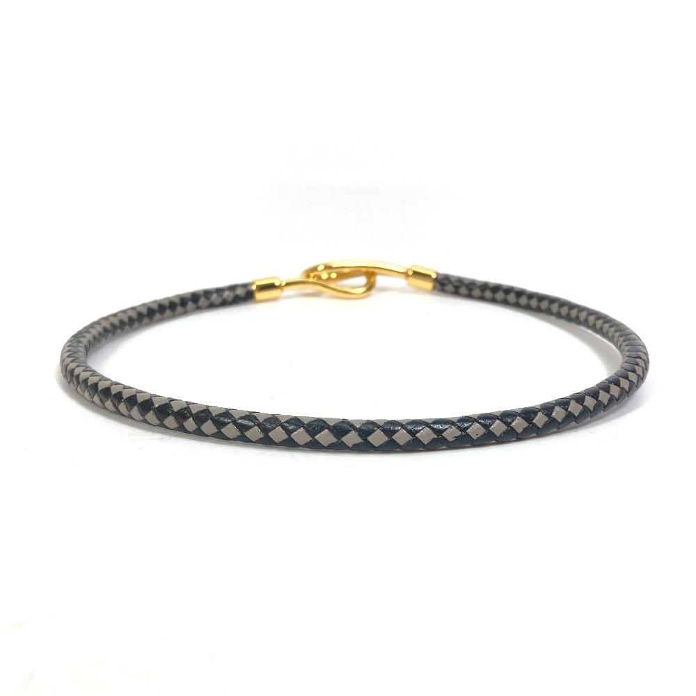 HERMES bracelet leather Black Grey Accessories Jumbo bracelet Women Used Authentic