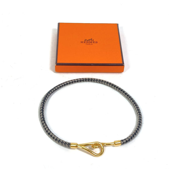 HERMES bracelet leather Black Grey Accessories Jumbo bracelet Women Used Authentic