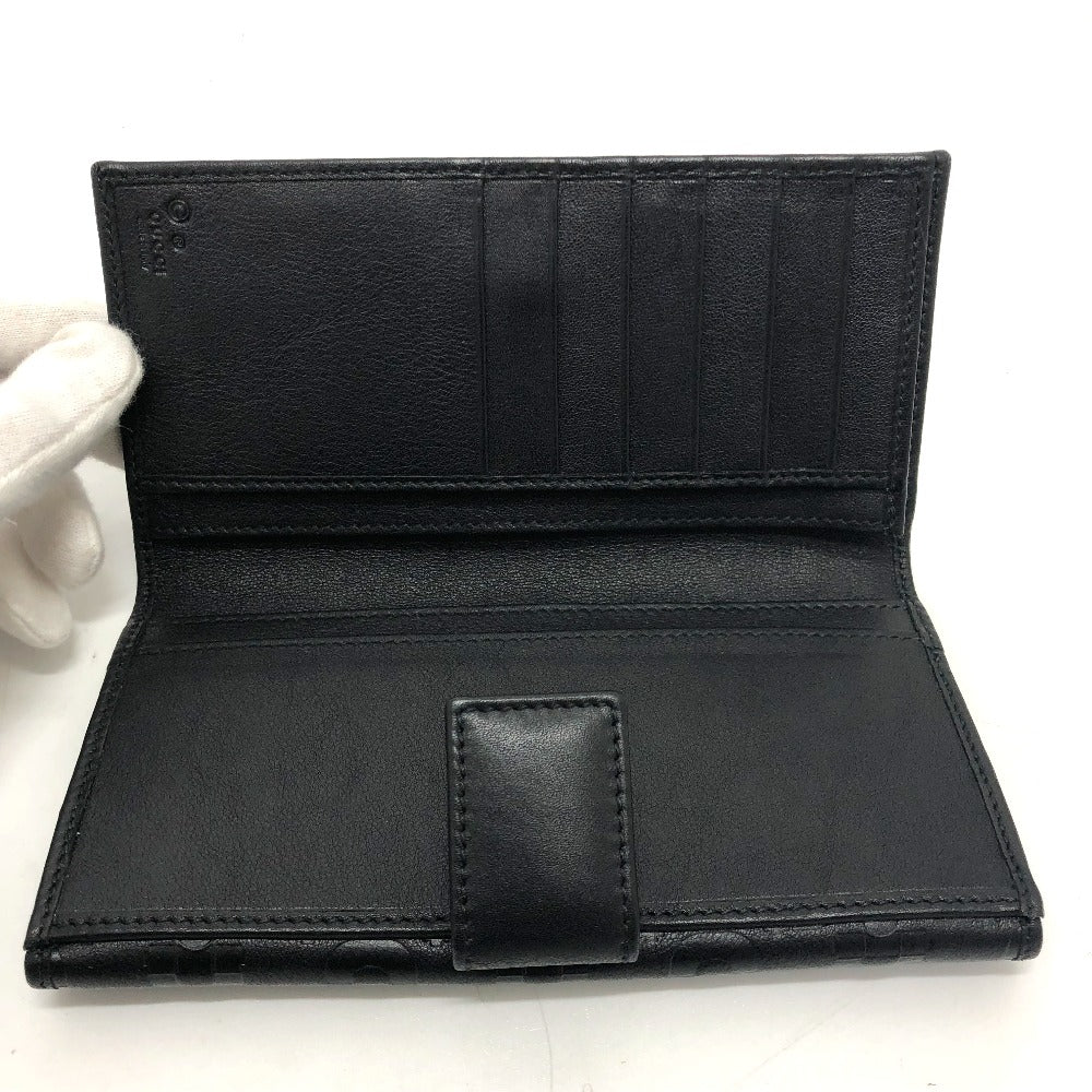 GUCCI Long Wallet Purse 143389 leather black Embossed all over pattern Women Used Authentic