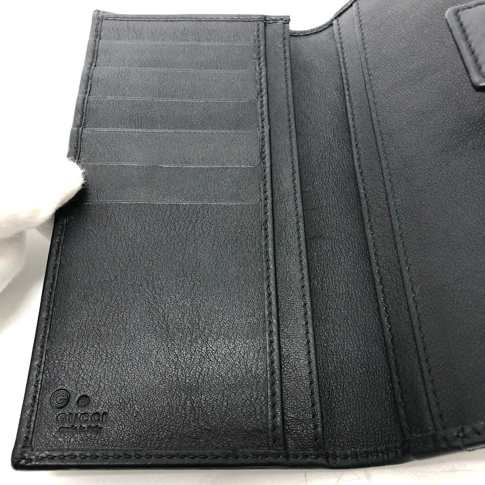 GUCCI Long Wallet Purse 143389 leather black Embossed all over pattern Women Used Authentic