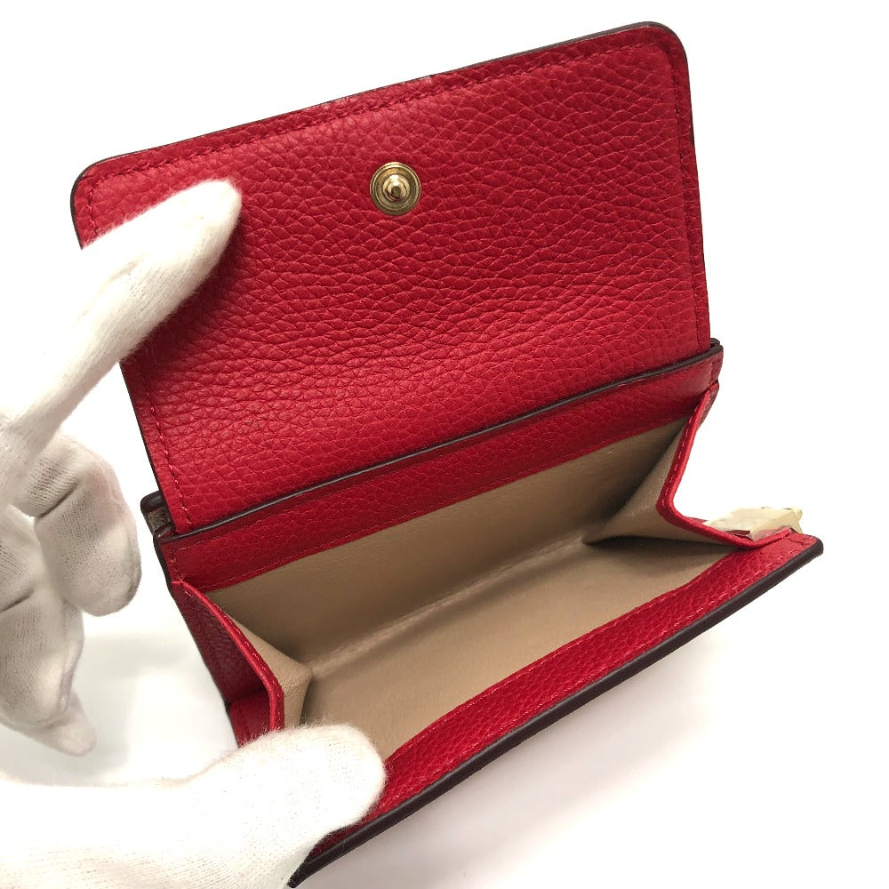 Chloe Folded wallet leather Red Chain compact wallet Women Used Authentic