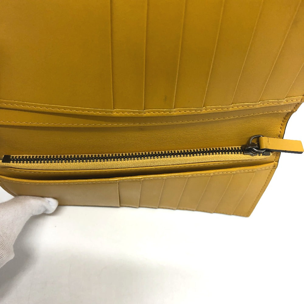 JIMMY CHOO Long Wallet Purse leather yellow Flap/logo Embossing Women Used Authentic