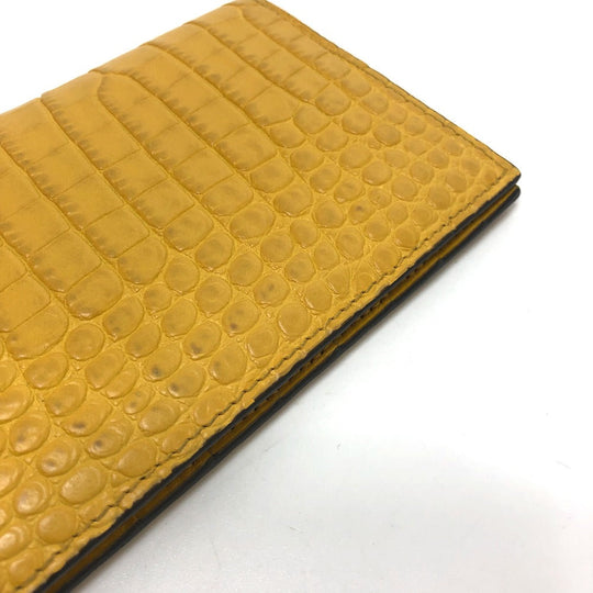 JIMMY CHOO Long Wallet Purse leather yellow Flap/logo Embossing Women Used Authentic