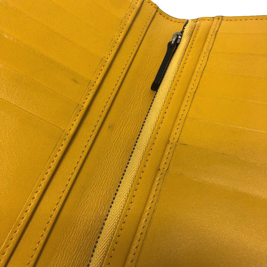 JIMMY CHOO Long Wallet Purse leather yellow Flap/logo Embossing Women Used Authentic