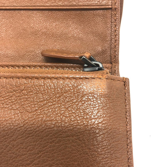 BOTTEGAVENETA Trifold wallet leather Brown INTRECCIATO Compact wallet Women Used Authentic