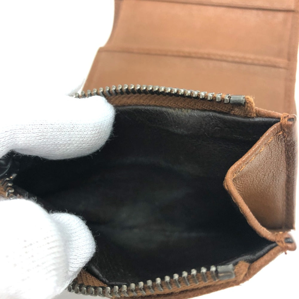 BOTTEGAVENETA Trifold wallet leather Brown INTRECCIATO Compact wallet Women Used Authentic