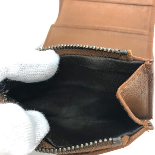 BOTTEGAVENETA Trifold wallet leather Brown INTRECCIATO Compact wallet Women Used Authentic