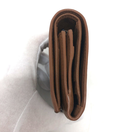 BOTTEGAVENETA Trifold wallet leather Brown INTRECCIATO Compact wallet Women Used Authentic