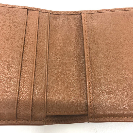 BOTTEGAVENETA Trifold wallet leather Brown INTRECCIATO Compact wallet Women Used Authentic