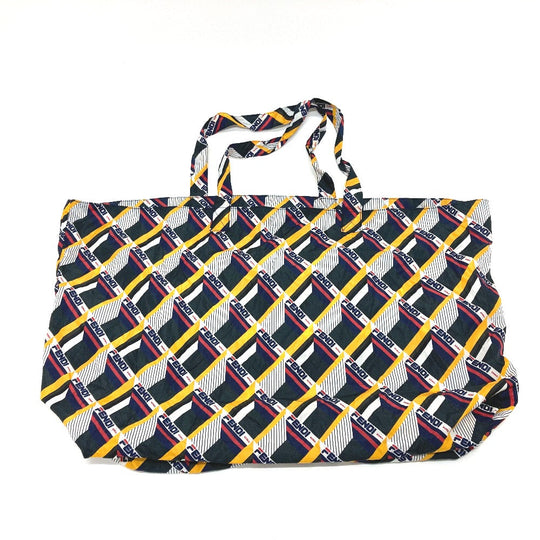 FENDI Tote Bag Leather / nylon White / Navy FIRA FIRA Eco bag Shoulder Bag Women Used Authentic