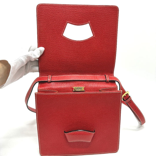 LOEWE Handbag leather Red Barcelona Women Used Authentic