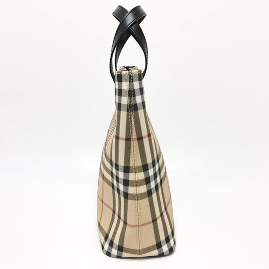 BURBERRY Handbag PVC / Leather beige check Women Used Authentic