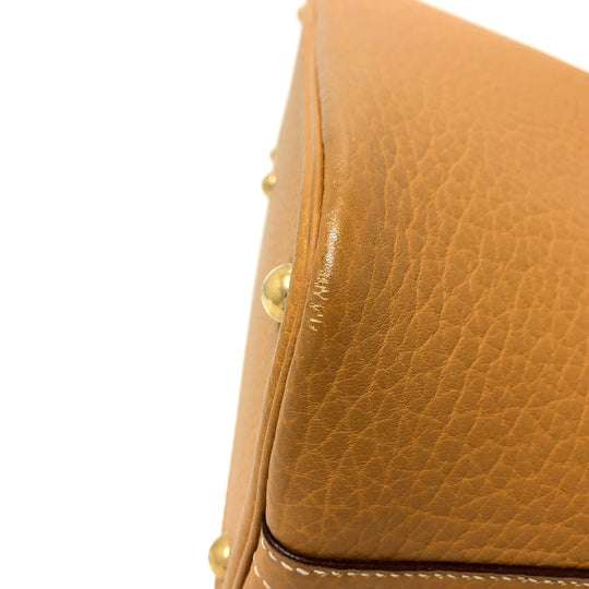 HERMES Handbag Fjord Brown Bored 37 Women Used Authentic