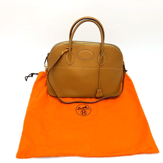 HERMES Handbag Fjord Brown Bored 37 Women Used Authentic