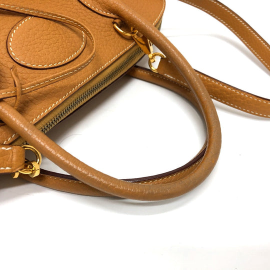 HERMES Handbag Fjord Brown Bored 37 Women Used Authentic
