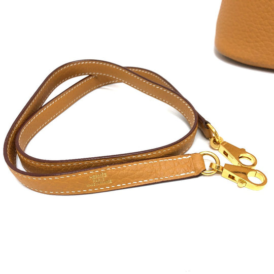 HERMES Handbag Fjord Brown Bored 37 Women Used Authentic