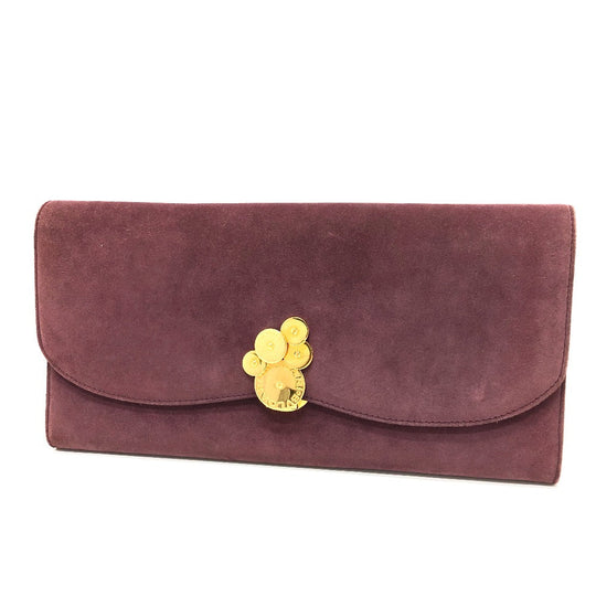BVLGARI Clutch bag suede Bordeaux Women Used Authentic
