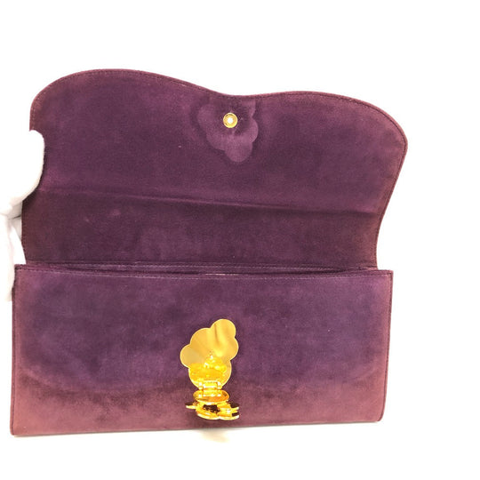 BVLGARI Clutch bag suede Bordeaux Women Used Authentic