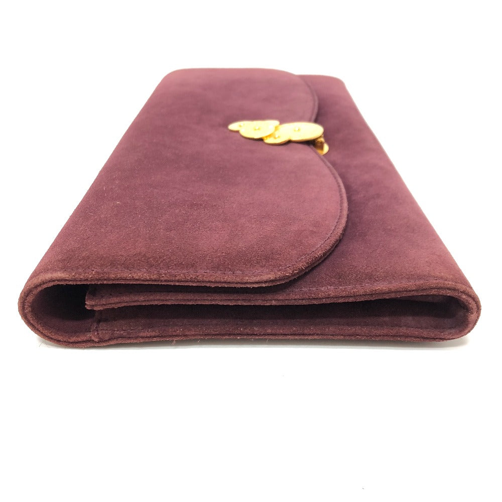 BVLGARI Clutch bag suede Bordeaux Women Used Authentic