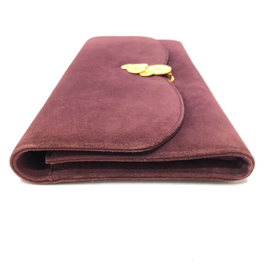 BVLGARI Clutch bag suede Bordeaux Women Used Authentic