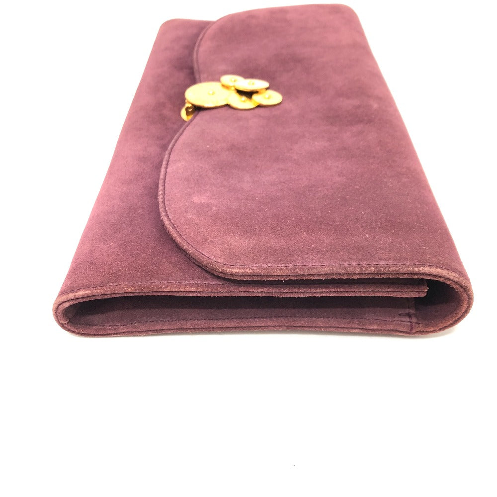 BVLGARI Clutch bag suede Bordeaux Women Used Authentic