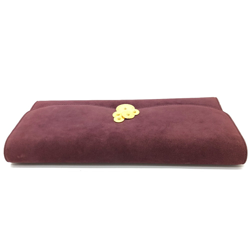BVLGARI Clutch bag suede Bordeaux Women Used Authentic