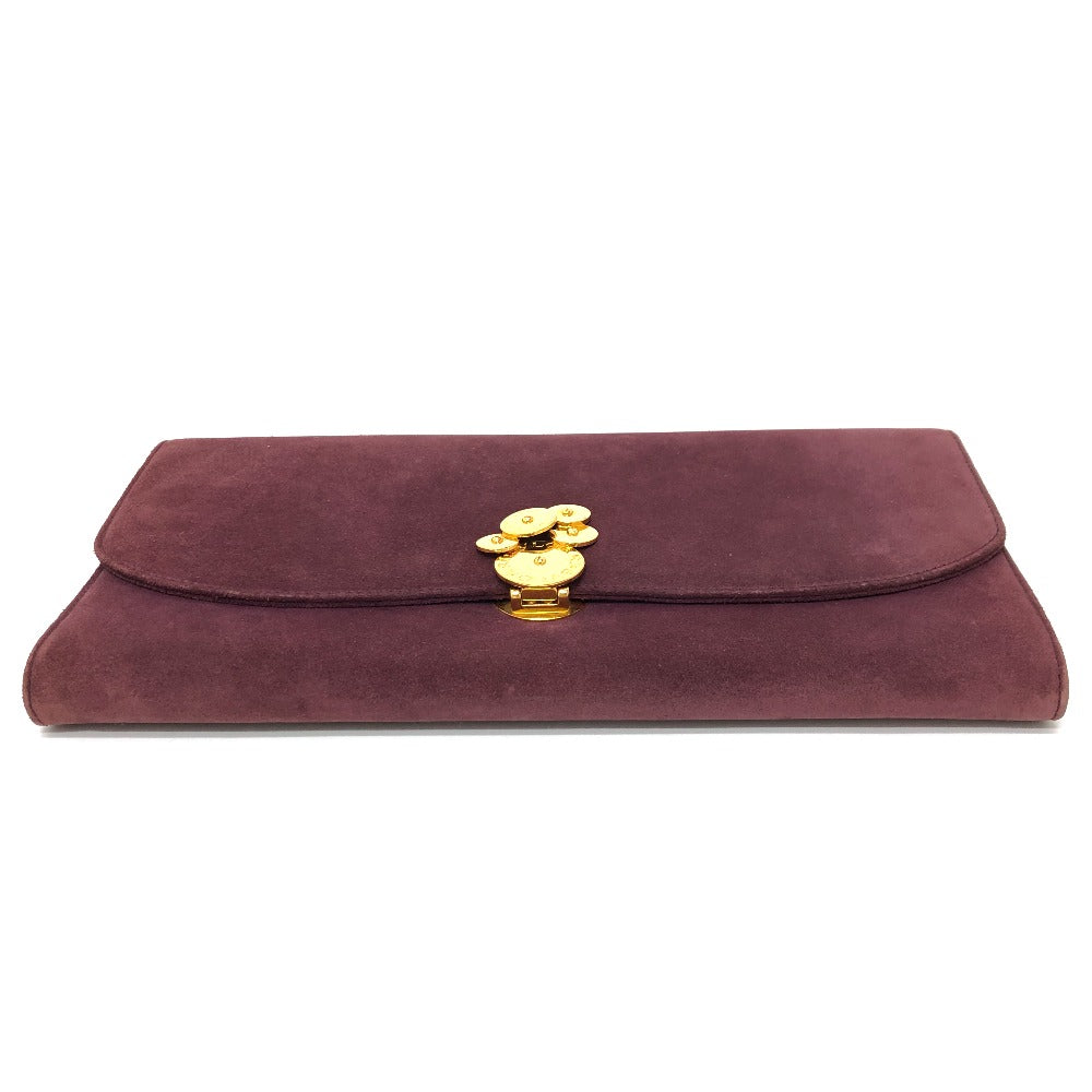 BVLGARI Clutch bag suede Bordeaux Women Used Authentic