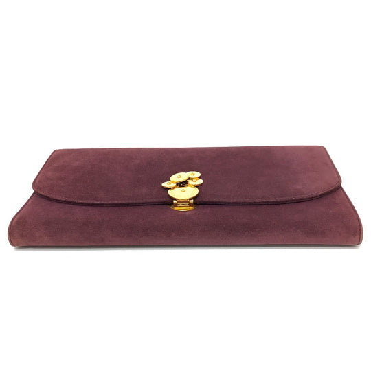 BVLGARI Clutch bag suede Bordeaux Women Used Authentic