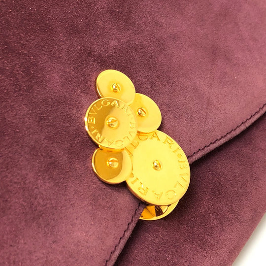 BVLGARI Clutch bag suede Bordeaux Women Used Authentic