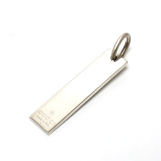 GUCCI Pendant top SV925 Silver logo plate mens Used Authentic