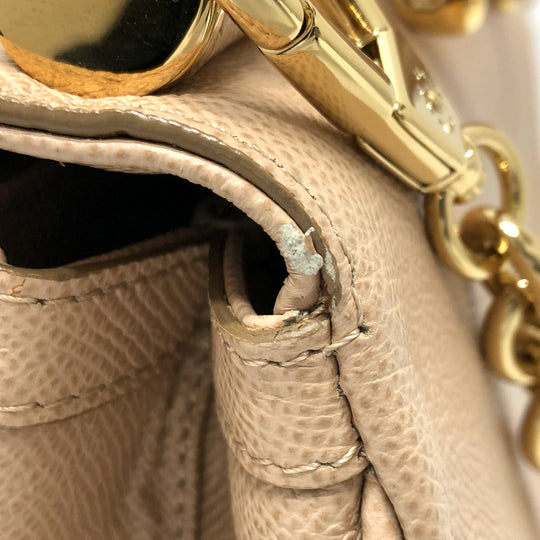 DOLCE&GABBANA Shoulder Bag leather beige sicily plate Women Used Authentic