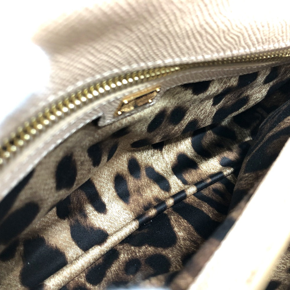 DOLCE&GABBANA Shoulder Bag leather beige sicily plate Women Used Authentic