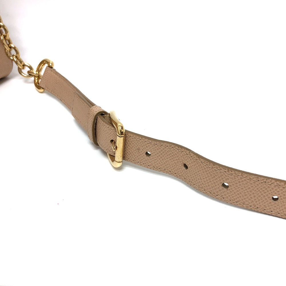 DOLCE&GABBANA Shoulder Bag leather beige sicily plate Women Used Authentic