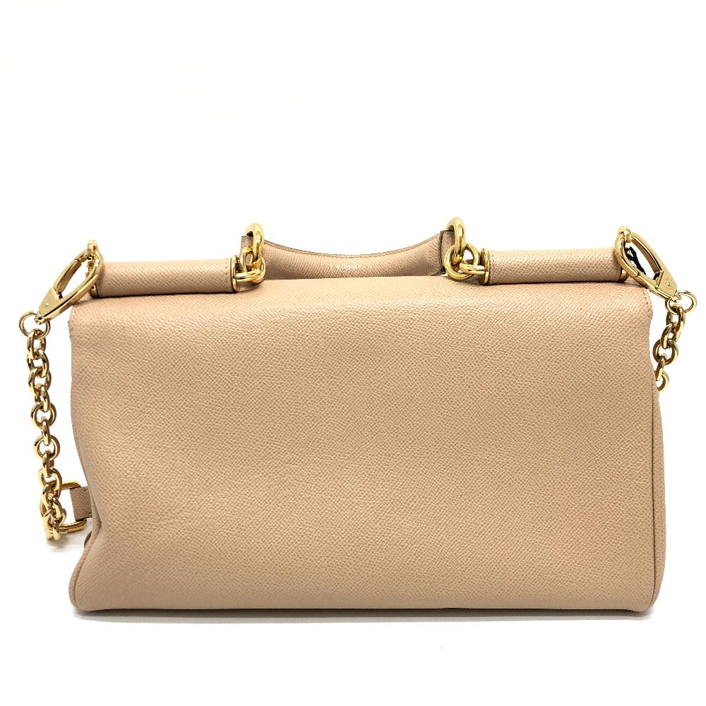 DOLCE&GABBANA Shoulder Bag leather beige sicily plate Women Used Authentic
